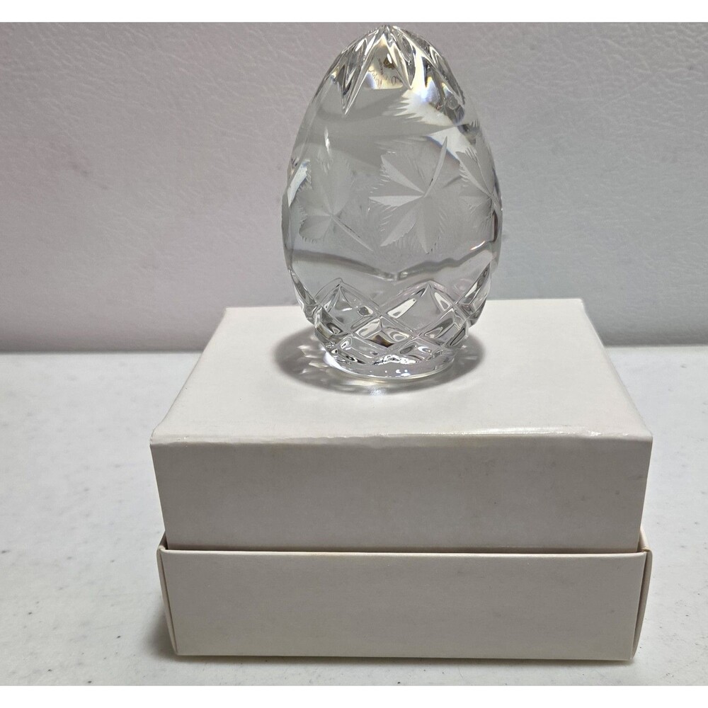 Sullivan's 24% Lead Crystal Etched Egg Paperweight NEW Poland